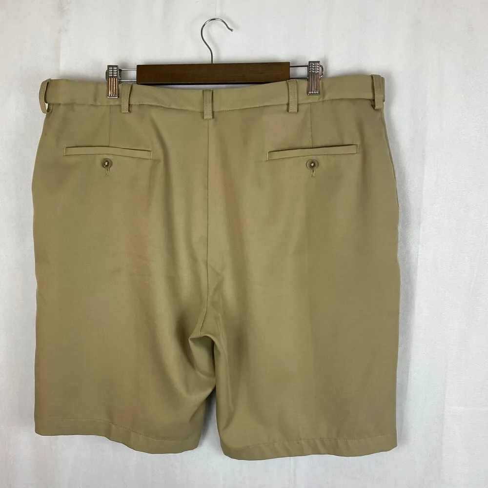 Cool 18 Pro Golf Shorts Sz 40 Chino Flat Front Tan Khaki Pockets Performance
